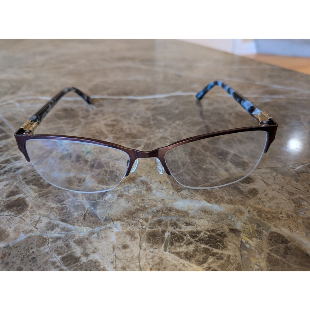 KAY UNGER NEW YORK K180 Eyeglasses Frame 53-17-135 Half Rim Brown Polish